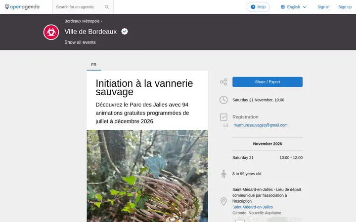 Capture de la page officielle de l'événement