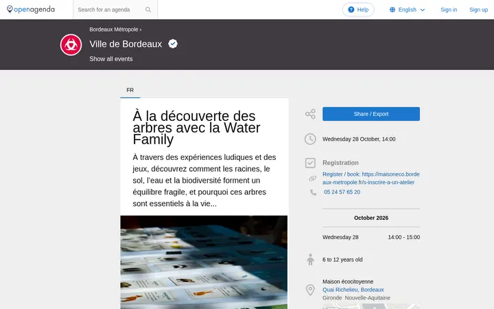 Capture de la page officielle de l'événement