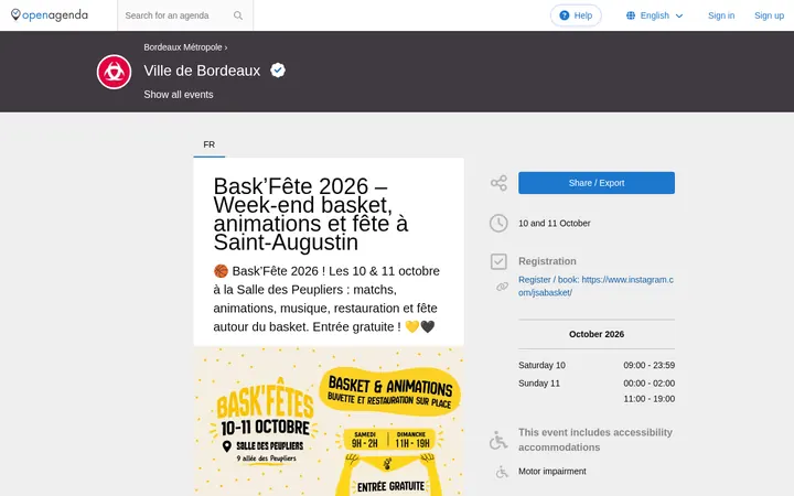 Capture de la page officielle de l'événement