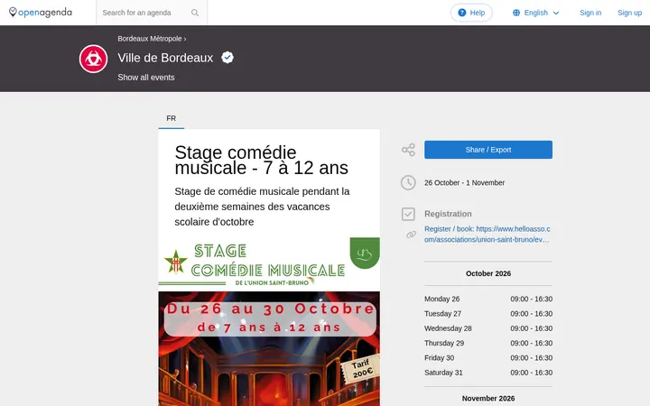 Capture de la page officielle de l'événement