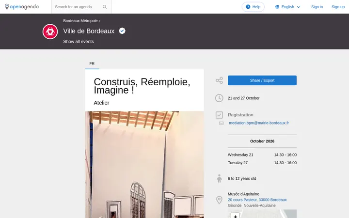 Capture de la page officielle de l'événement