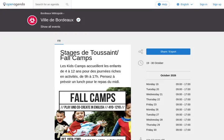 Capture de la page officielle de l'événement