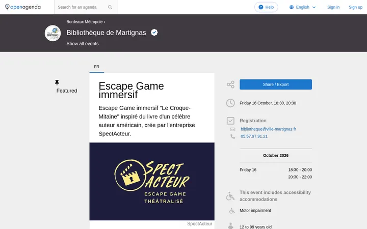 Capture de la page officielle de l'événement