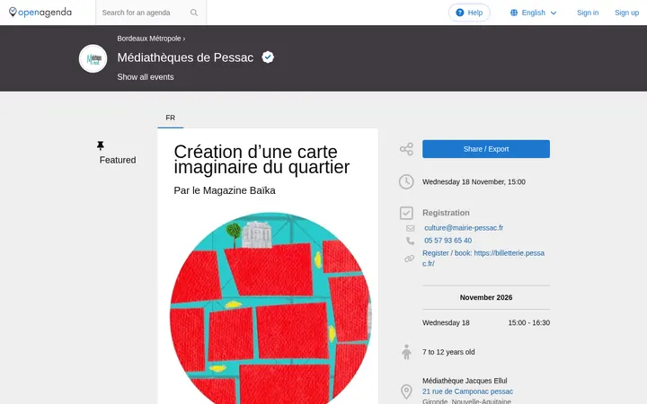 Capture de la page officielle de l'événement
