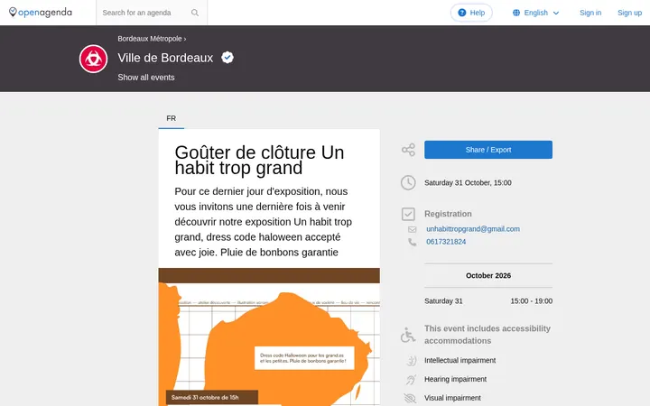 Capture de la page officielle de l'événement