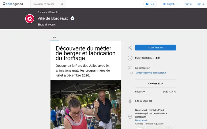 Capture de la page officielle de l'événement