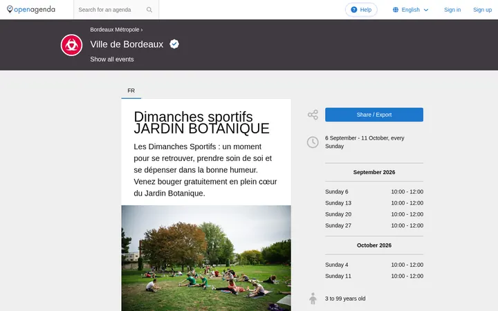 Capture de la page officielle de l'événement