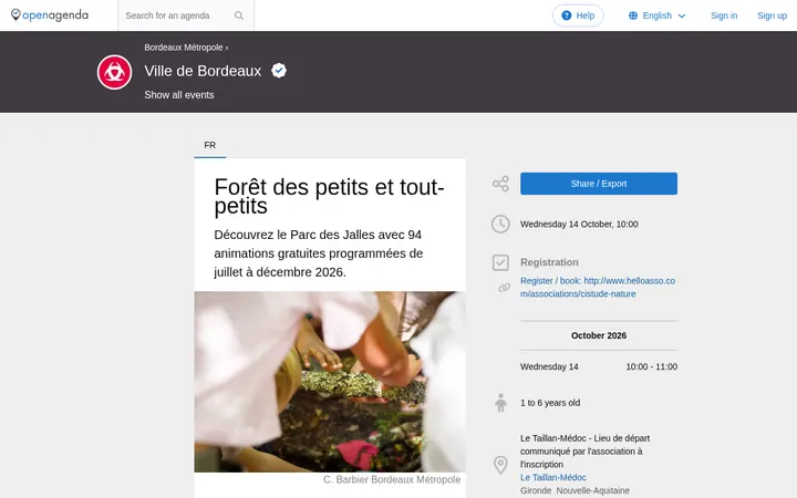 Capture de la page officielle de l'événement