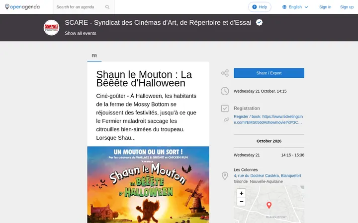 Capture de la page officielle de l'événement