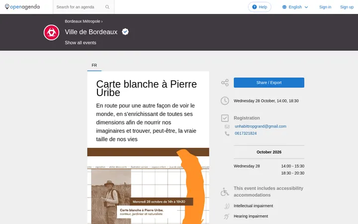Capture de la page officielle de l'événement