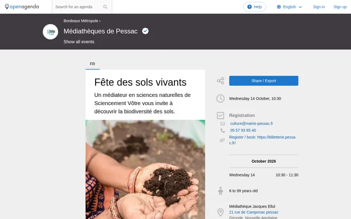 Capture de la page officielle de l'événement