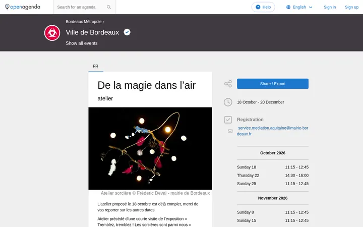 Capture de la page officielle de l'événement