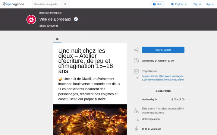 Capture de la page officielle de l'événement