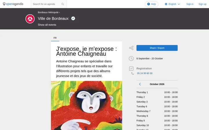 Capture de la page officielle de l'événement
