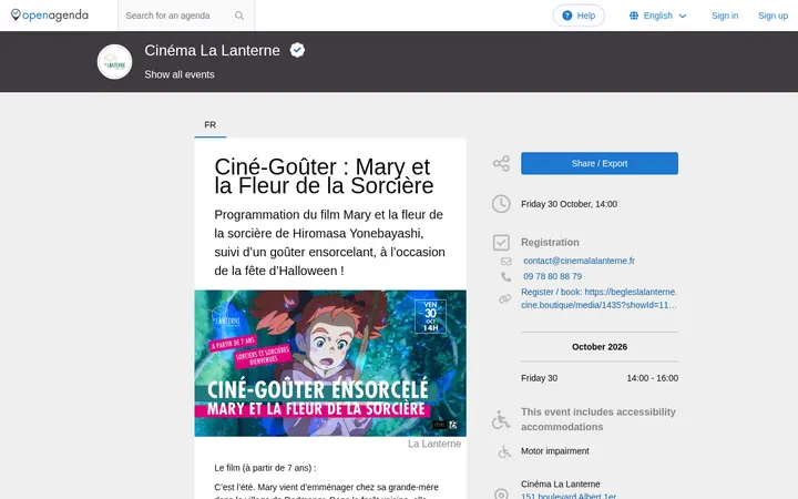 Capture de la page officielle de l'événement