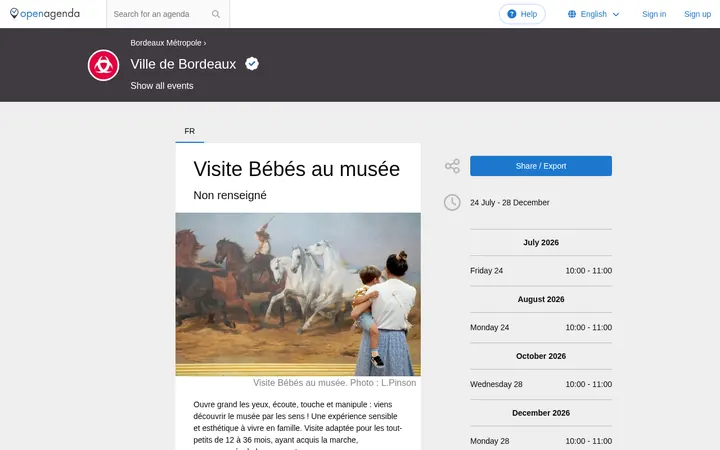 Capture de la page officielle de l'événement