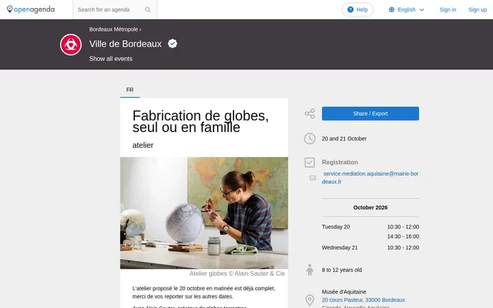 Capture de la page officielle de l'événement