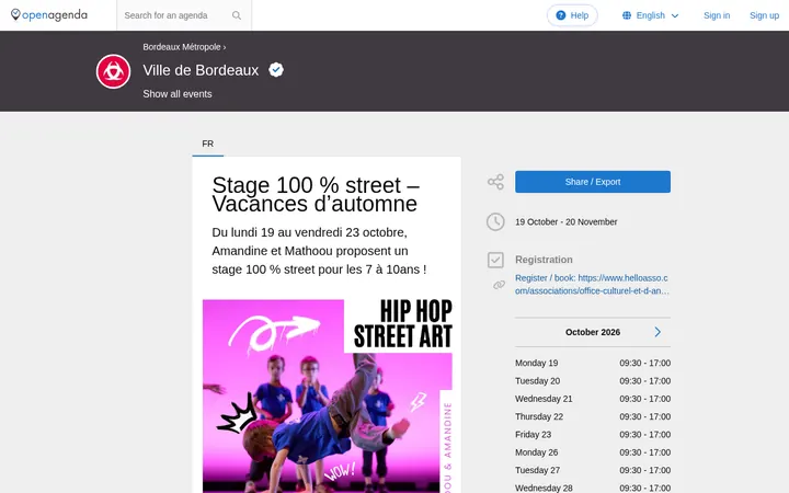 Capture de la page officielle de l'événement