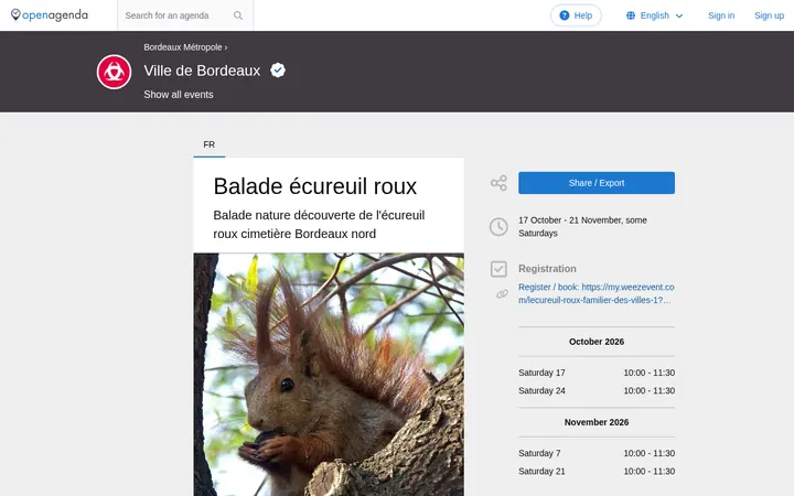 Capture de la page officielle de l'événement