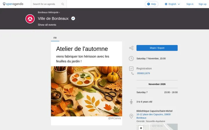 Capture de la page officielle de l'événement