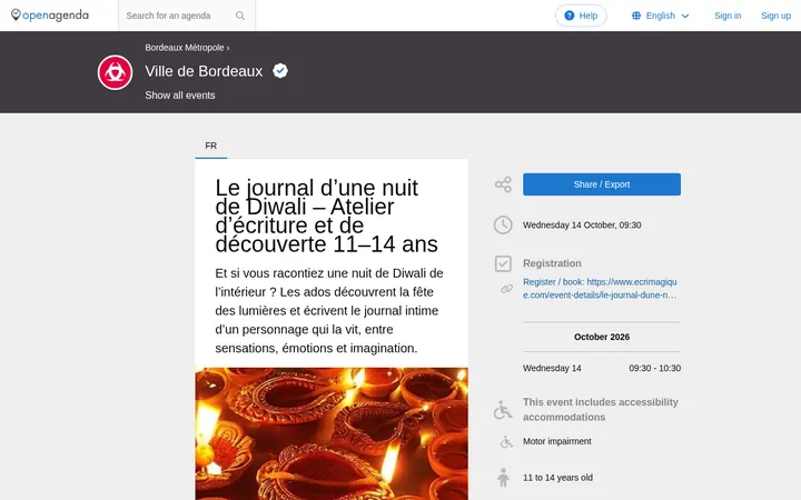 Capture de la page officielle de l'événement