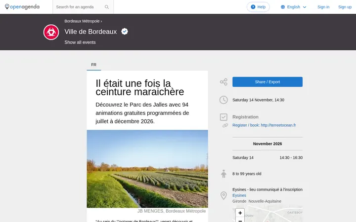 Capture de la page officielle de l'événement