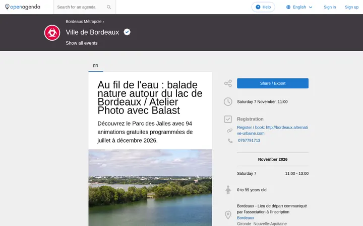 Capture de la page officielle de l'événement