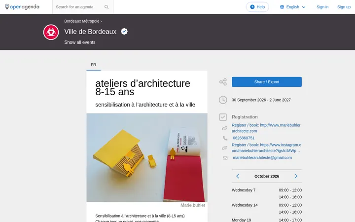 Capture de la page officielle de l'événement