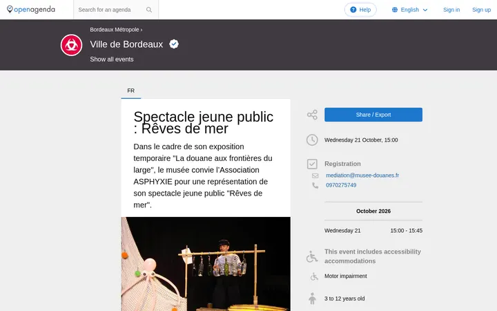 Capture de la page officielle de l'événement