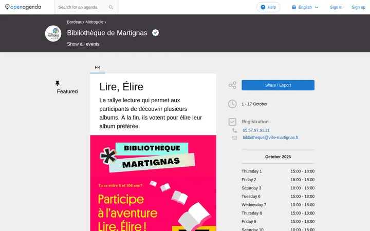 Capture de la page officielle de l'événement