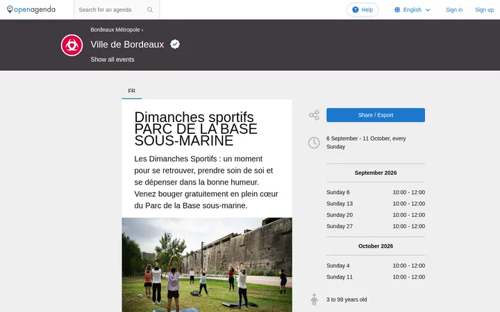 Capture de la page officielle de l'événement