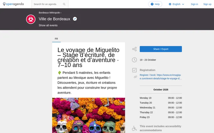 Capture de la page officielle de l'événement