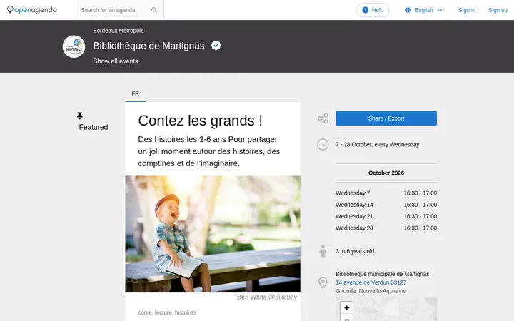 Capture de la page officielle de l'événement
