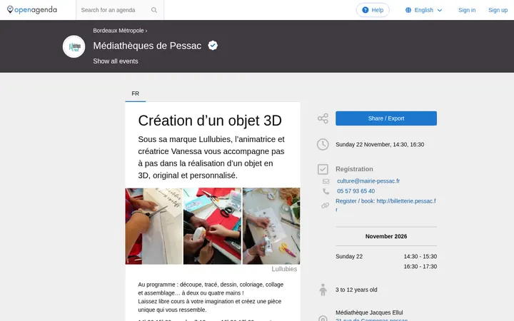 Capture de la page officielle de l'événement