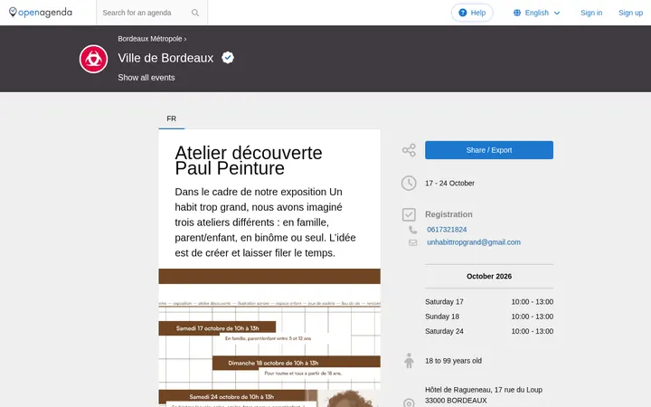 Capture de la page officielle de l'événement