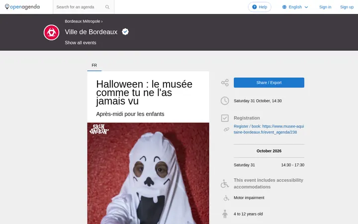Capture de la page officielle de l'événement