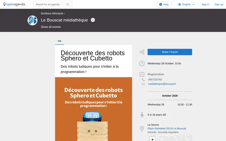 Capture de la page officielle de l'événement