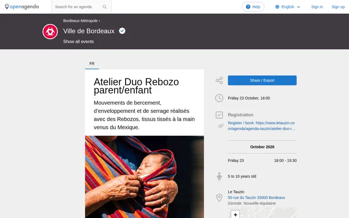 Capture de la page officielle de l'événement