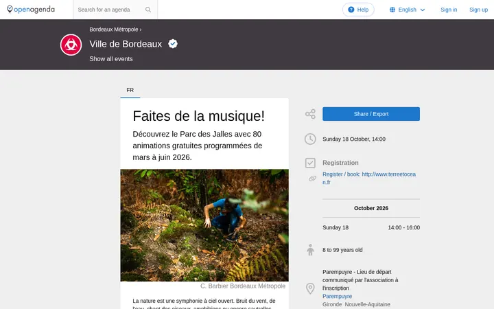 Capture de la page officielle de l'événement