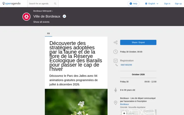 Capture de la page officielle de l'événement