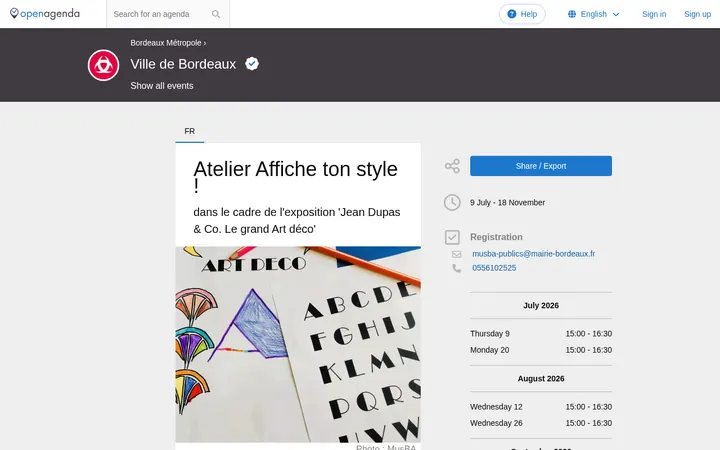Capture de la page officielle de l'événement
