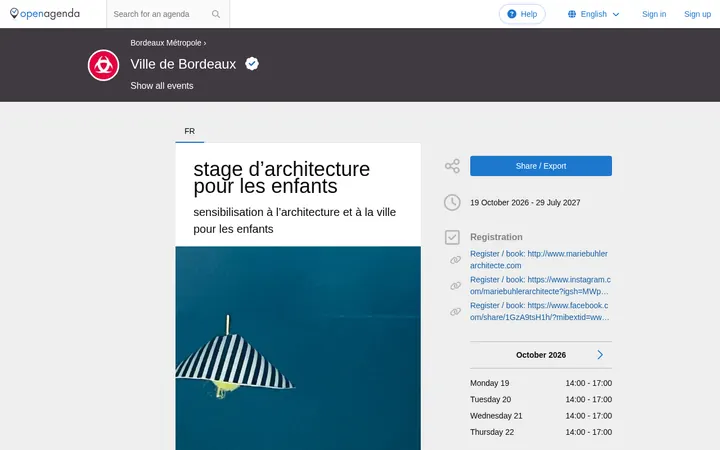 Capture de la page officielle de l'événement