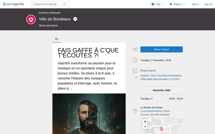 Capture de la page officielle de l'événement
