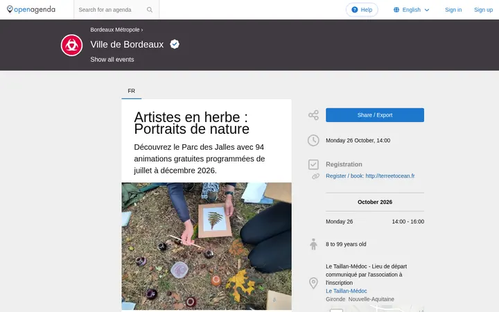 Capture de la page officielle de l'événement