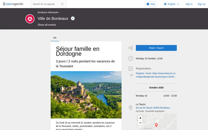 Capture de la page officielle de l'événement
