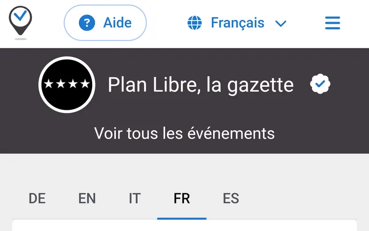 Capture de la page officielle de l'événement
