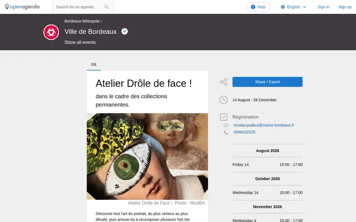 Capture de la page officielle de l'événement