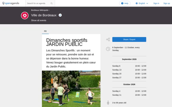 Capture de la page officielle de l'événement