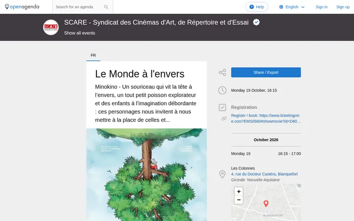 Capture de la page officielle de l'événement
