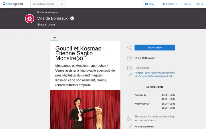 Capture de la page officielle de l'événement